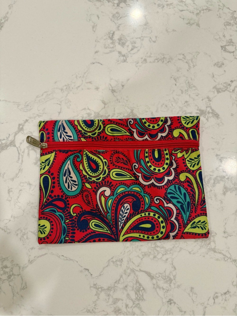 Vera Bradley Pink Paisley Zip Cosmetic Makeup Bag Pouch